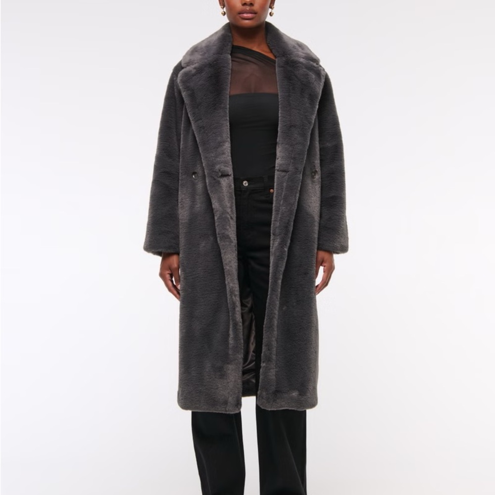 Abercrombie Long Teddy/Faux Fur Coat